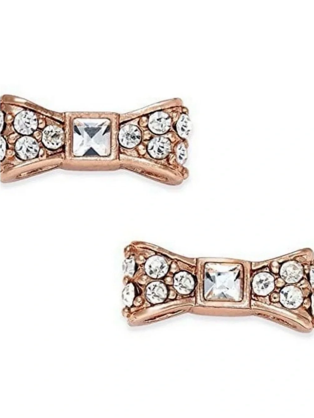 Kate Spade Ready Set Bow Earrings Rose Gold Stud Designer Jewelry Pink White